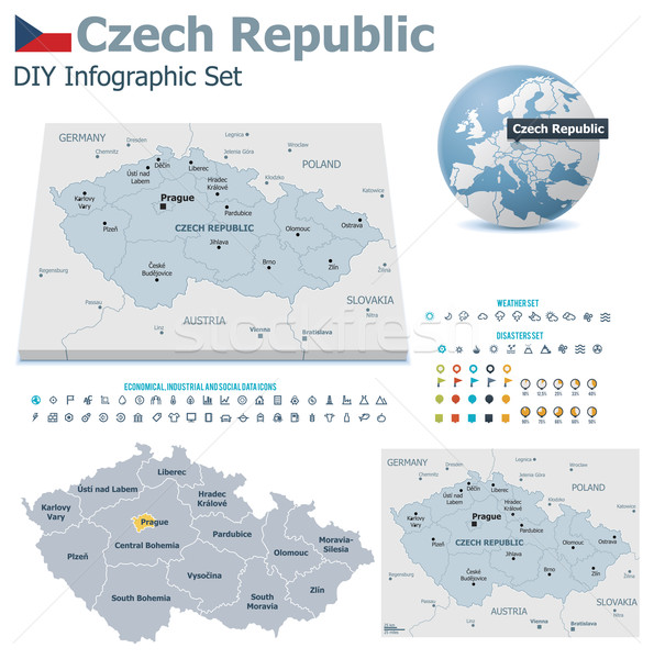 Czech Republic maps with markers Stock photo © tele52