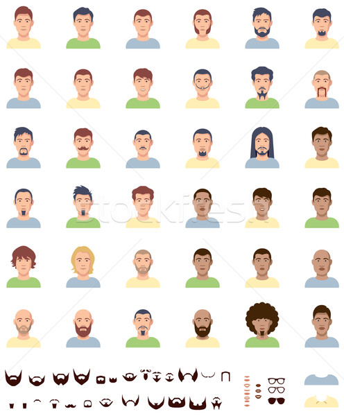 Vector men faces flat icon set Stock photo © tele52