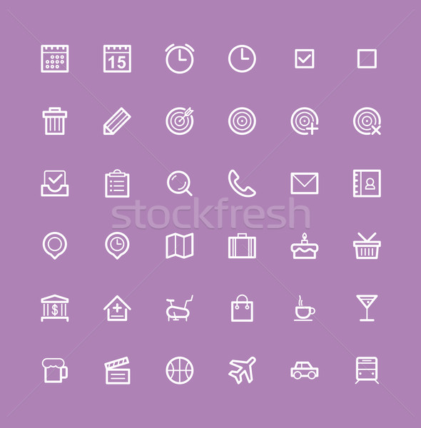Szervező ikon gyűjtemény szett egyszerű személyes interfész Stock fotó © tele52