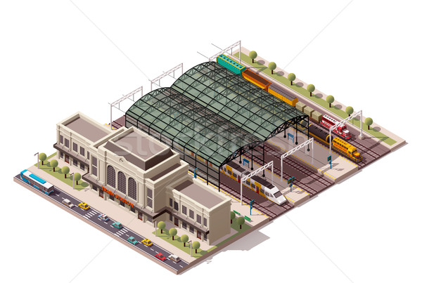 Vector isometrische treinstation icon gebouw stad Stockfoto © tele52