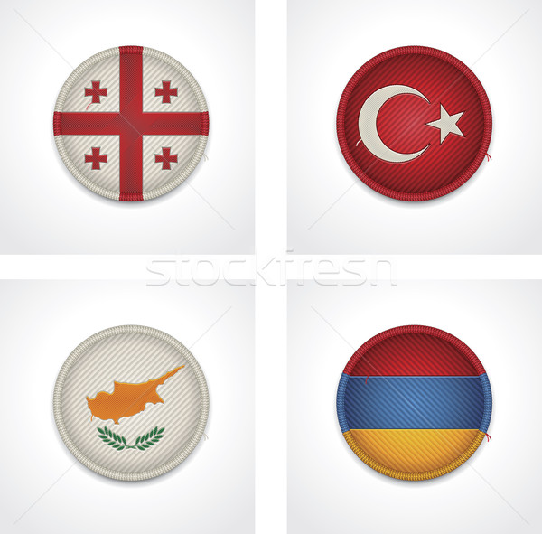 Vector vlaggen landen weefsel badges ingesteld Stockfoto © tele52