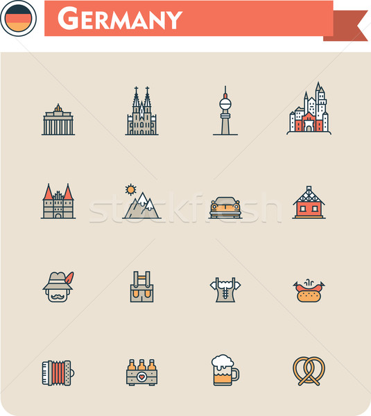 Germany  travel icon set Stock photo © tele52