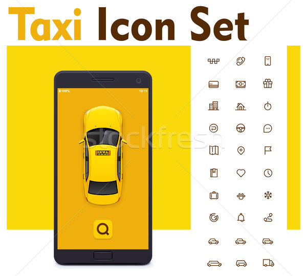 Vector taxi mobile app icon set Stock photo © tele52
