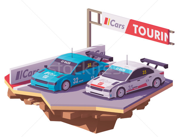 Vector low poly touring racing cars Stock photo © tele52