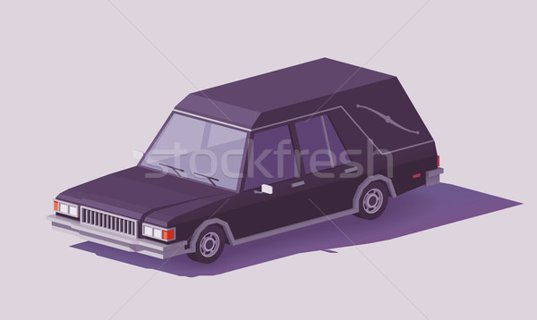 Vector low poly funeral hearse car Stock photo © tele52