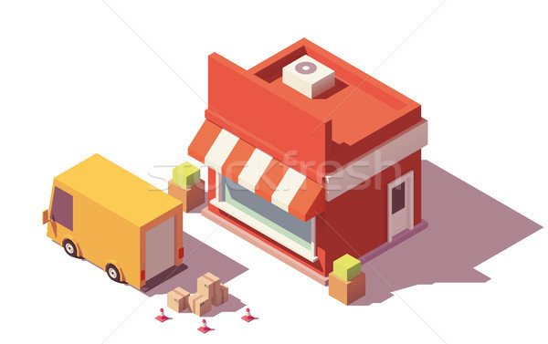 Vector low poly shop icon Stock photo © tele52