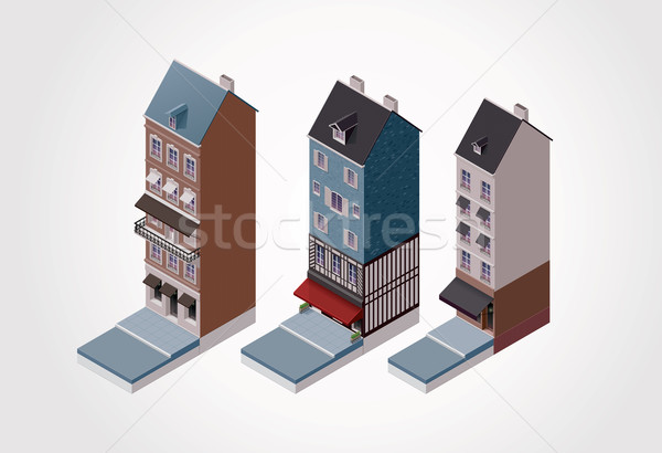Wektora izometryczny starych budynków szczegółowy miasta Zdjęcia stock © tele52