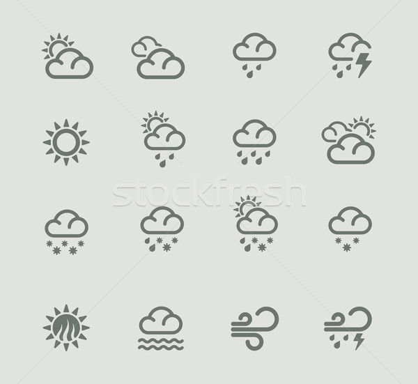 Stock foto: Vektor · Wetter · Vorhersage · Piktogramm · Set · Tag