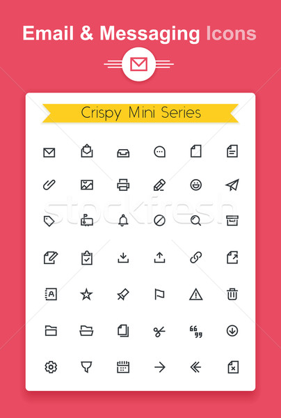 Vector line email and messaging app tiny icon set. Minimalistic crisp contour icons for the best rec Stock photo © tele52