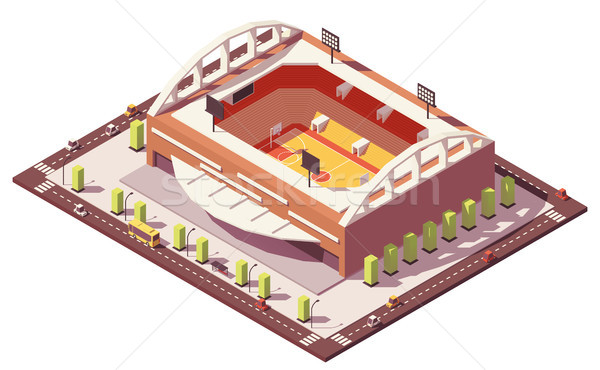 Stock photo: Vector isometric low poly basketball stadium