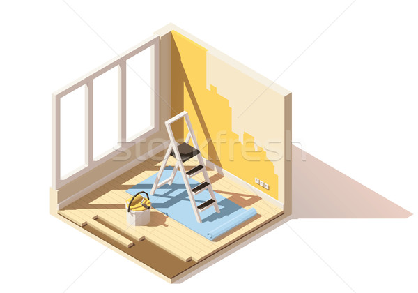 Vector isometric low poly home renovation icon Stock photo © tele52