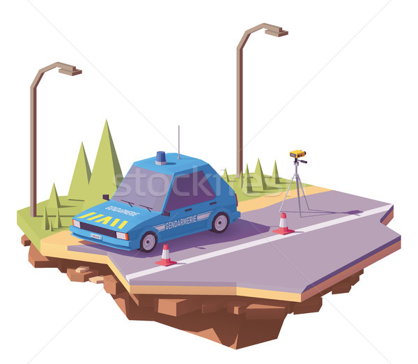 Vector low poly French gendarmerie car Stock photo © tele52