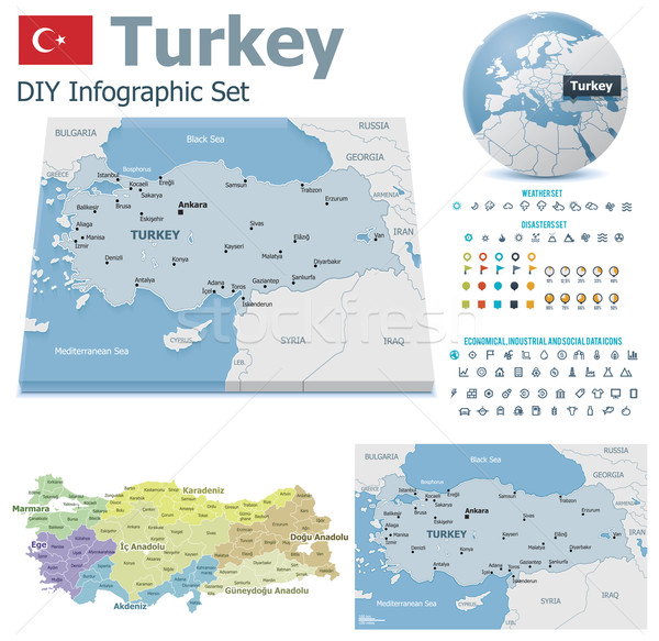 Turkey maps with markers Stock photo © tele52