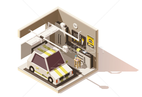 Vector isometric low poly garage icon Stock photo © tele52