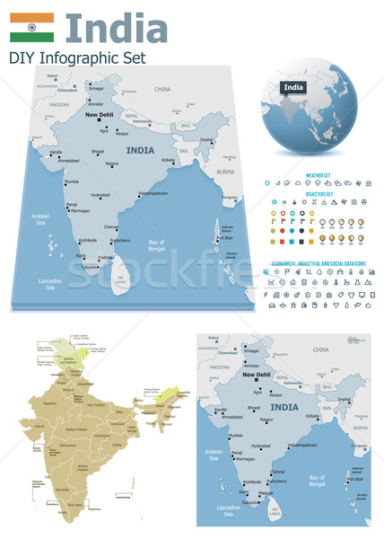 India maps with markers Stock photo © tele52