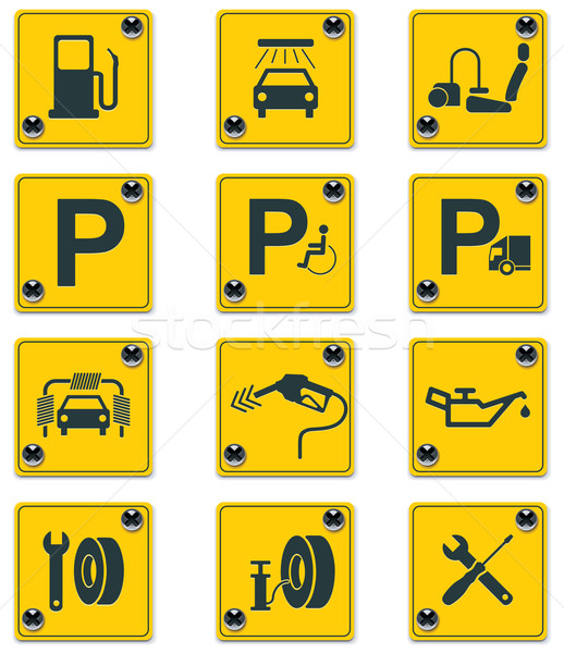 Set of the roadside services related icons Stock photo © tele52