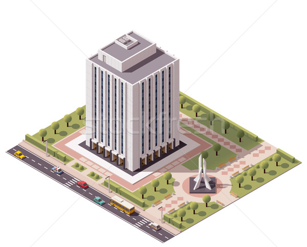 Vector isometric office building icon Stock photo © tele52