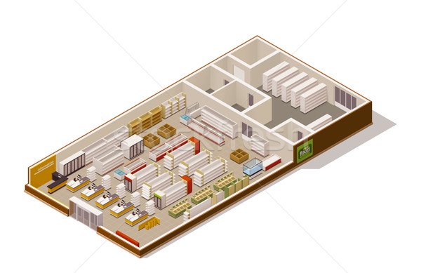 Vector isometric supermarket cutaway Stock photo © tele52