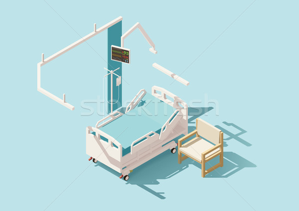 Vektor izometrikus alacsony kórházi ágy függöny áll Stock fotó © tele52