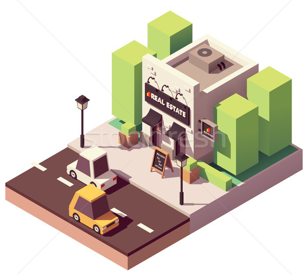 Stock photo: Vector isometric real estate agency office