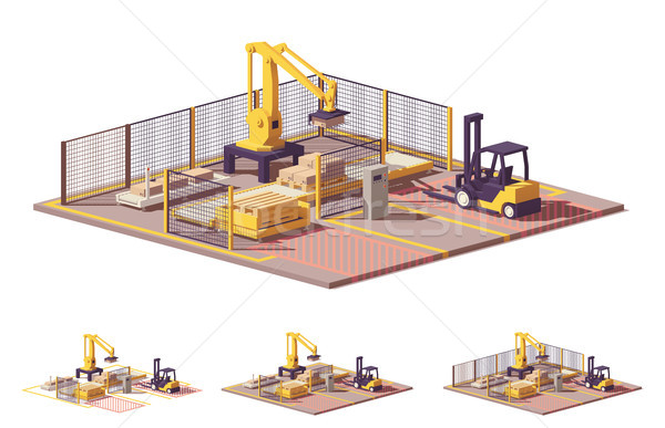 Vector low poly robotic palletizing cell Stock photo © tele52