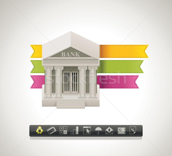 Stock foto: Vektor · Bank · Symbol · detaillierte · Gebäude · Bänder