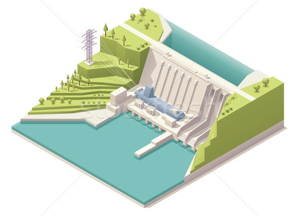 Isometric hydroelectric power station Stock photo © tele52