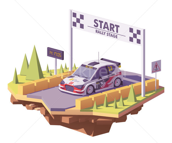 Vector low poly rally racing car Stock photo © tele52