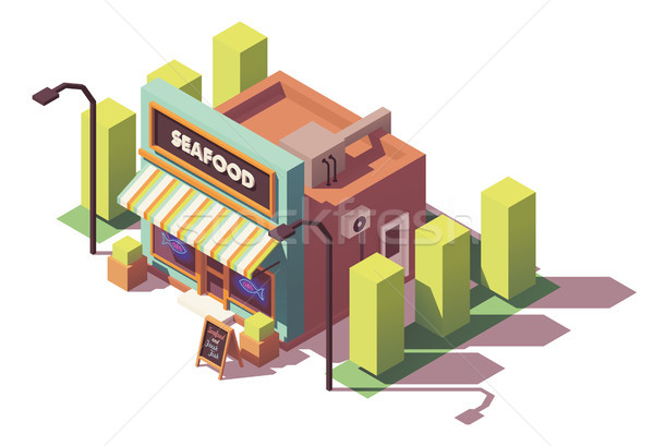 Vector isometric fish and seafood shop Stock photo © tele52