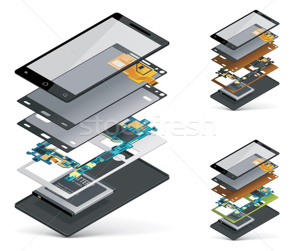 Vector isometric smartphone cutaway  Stock photo © tele52