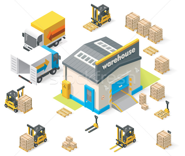 图标 · 办公室 / vector isometric warehouse building icon