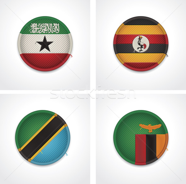 Flagi kraje tkaniny odznaki zestaw szczegółowy Zdjęcia stock © tele52