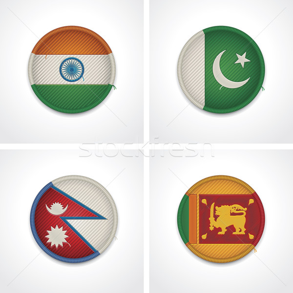 Zászlók országok szövet jelvények szett részletes Stock fotó © tele52