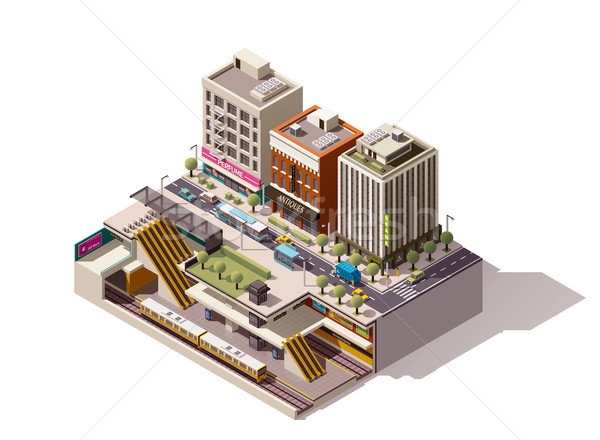 Vector isometric subway station cross section Stock photo © tele52