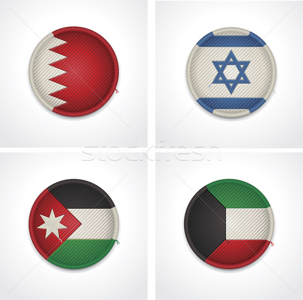 Vlaggen landen weefsel badges ingesteld gedetailleerd Stockfoto © tele52