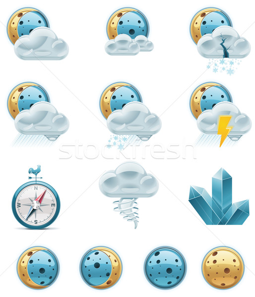 Wektora pogoda prognoza ikona zestaw charakter Zdjęcia stock © tele52