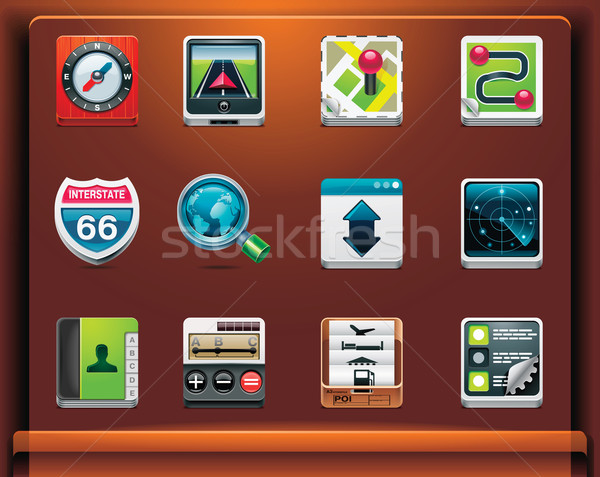 Gps navigatie iconen mobiele vak Stockfoto © tele52