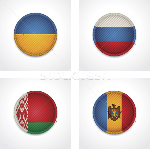 вектора флагами ткань жетоны набор Сток-фото © tele52