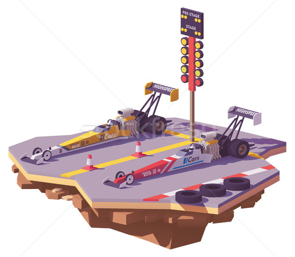 Vector low poly top fuel drag race Stock photo © tele52