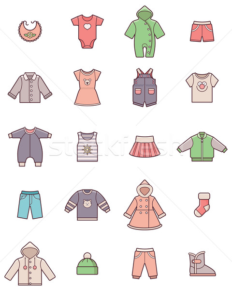 Baby clothes icon set Stock photo © tele52