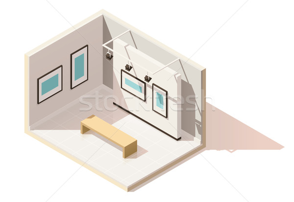 Vector isometric low poly museum interior Stock photo © tele52