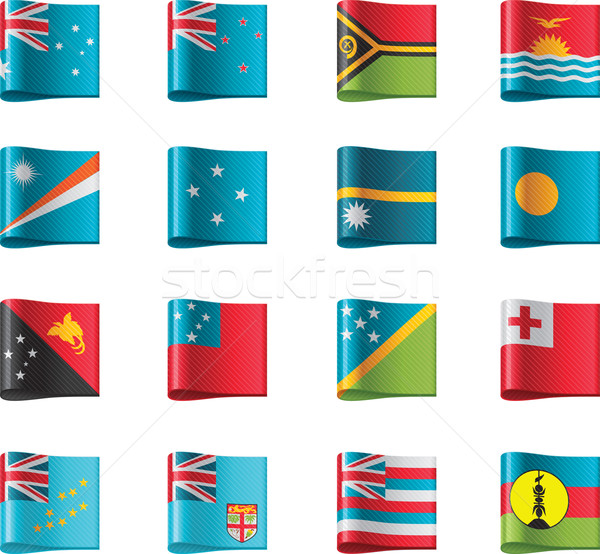 Vektor zászlók Óceánia 12 szett részletes Stock fotó © tele52
