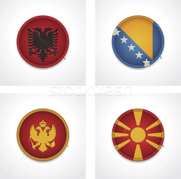 Vector flags of countries as fabric badges Stock photo © tele52