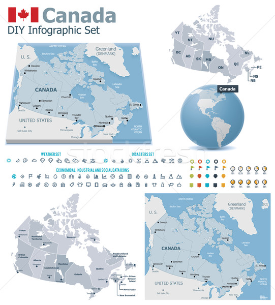 Canada maps with markers Stock photo © tele52