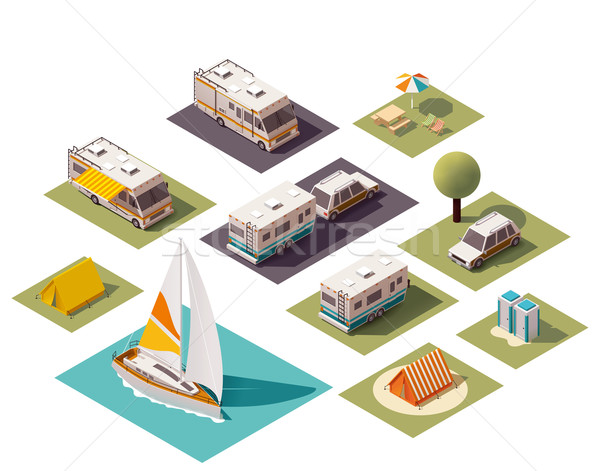 Vector isometric camping icons Stock photo © tele52