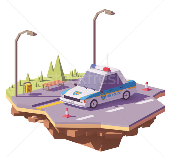 向量 低 南 警察 汽車 道路 商業照片 © tele52
