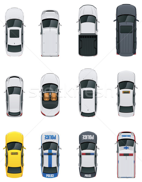 Wektora samochody zestaw szczegółowy górę widoku Zdjęcia stock © tele52