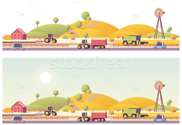 Vector low poly farm field works Stock photo © tele52