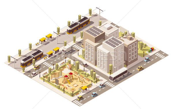 вектора изометрический низкий пригородные города инфраструктура Сток-фото © tele52