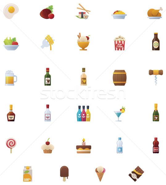 Stock photo: Food and drinks icon set